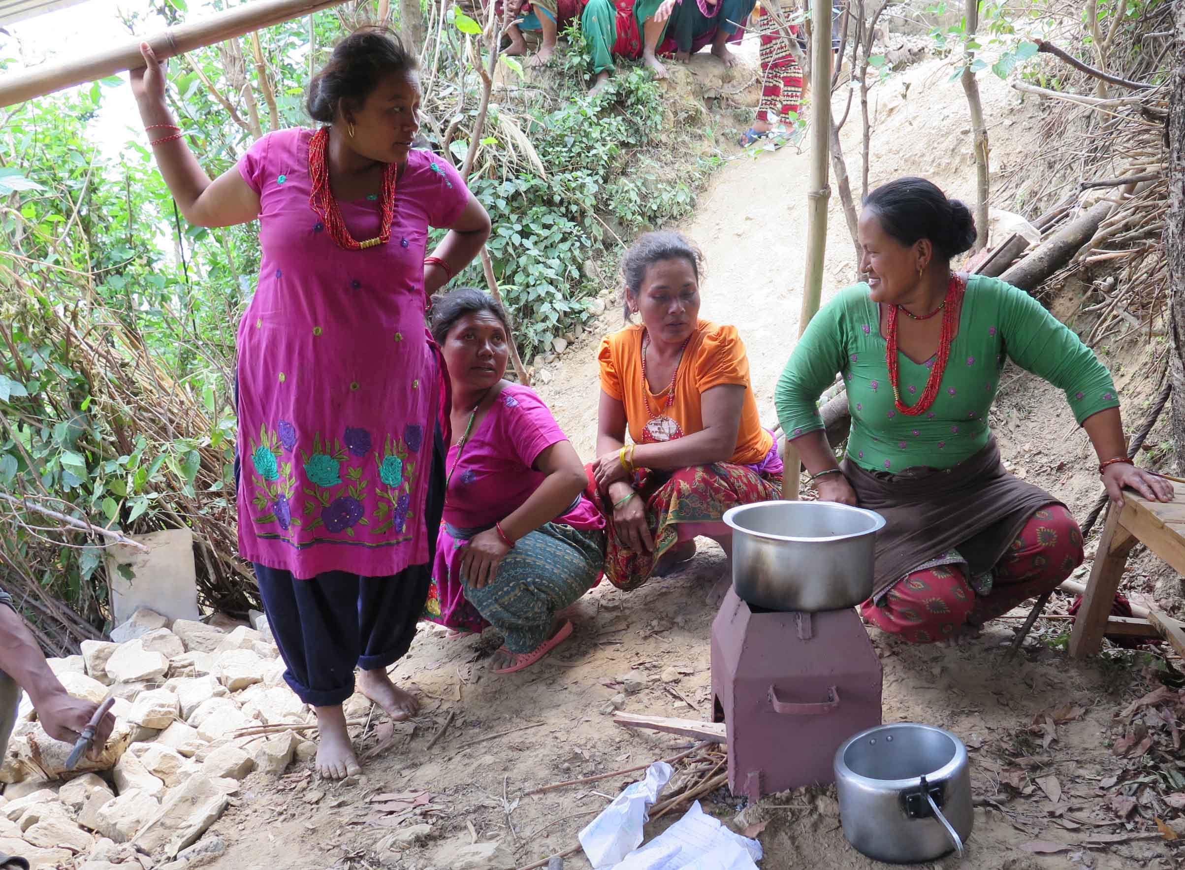 Nepal earthquake – immediate action – building places for families to store, prepare and cook food.