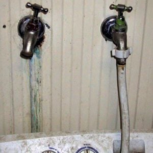 examples of failure of health hardware in wet areas. Leaking taps causing corrosion.