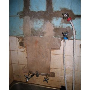 Lack of water proofing after repair of services