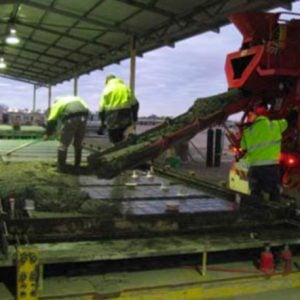 Concrete being poured for the slab