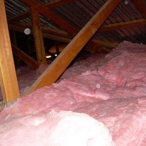 New bulk insulation installed in flat ceiling space